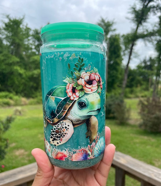 16oz Snowglobe Tumbler- Beach