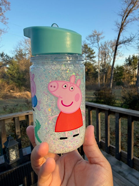 10oz Kids Snowglobe Tumbler- GLOW Glitter