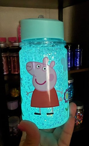 10oz Kids Snowglobe Tumbler- GLOW Glitter